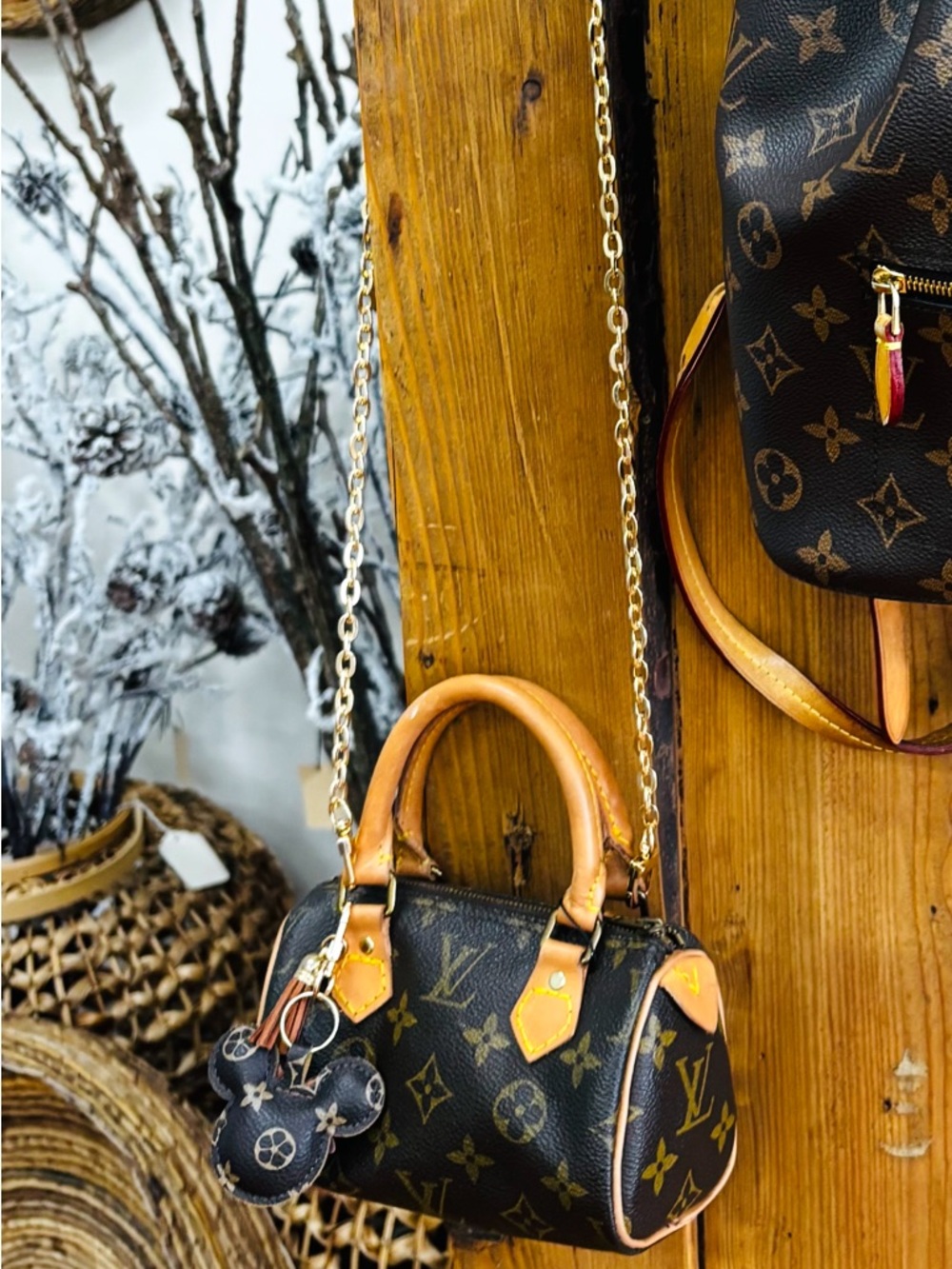 Louis Vuitton Brown Monogram Mini Alma-Style Crossbody with Gold Chain - Picture 2 of 7